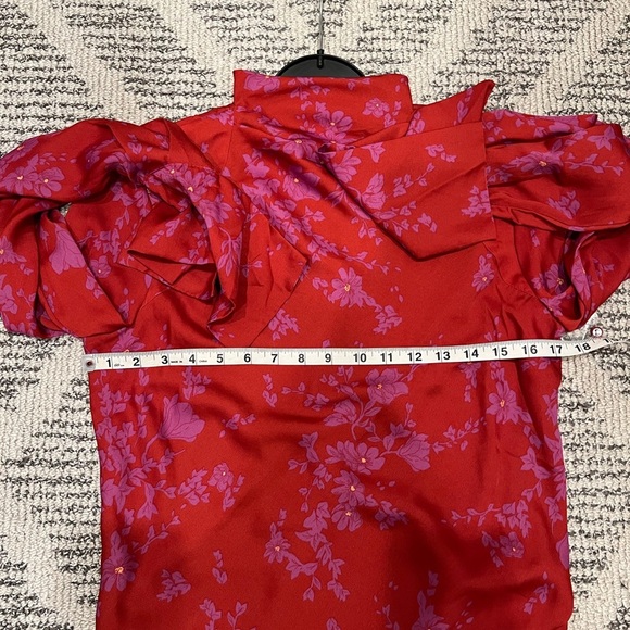 NWOT Free People Aries Red Floral Long Sleeve Open Back Mini Dress size Small - Picture 12 of 14